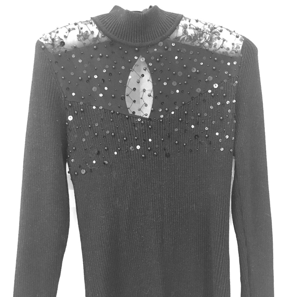 COPY - Belldini Black Rib Knit Embellished Sweater